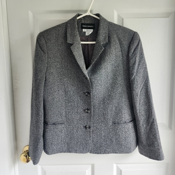 Franco Mirabelli Wool Blend Classic Business Chic Tweed Blazer EUC Ladies Size 8 - Picture 1 of 6